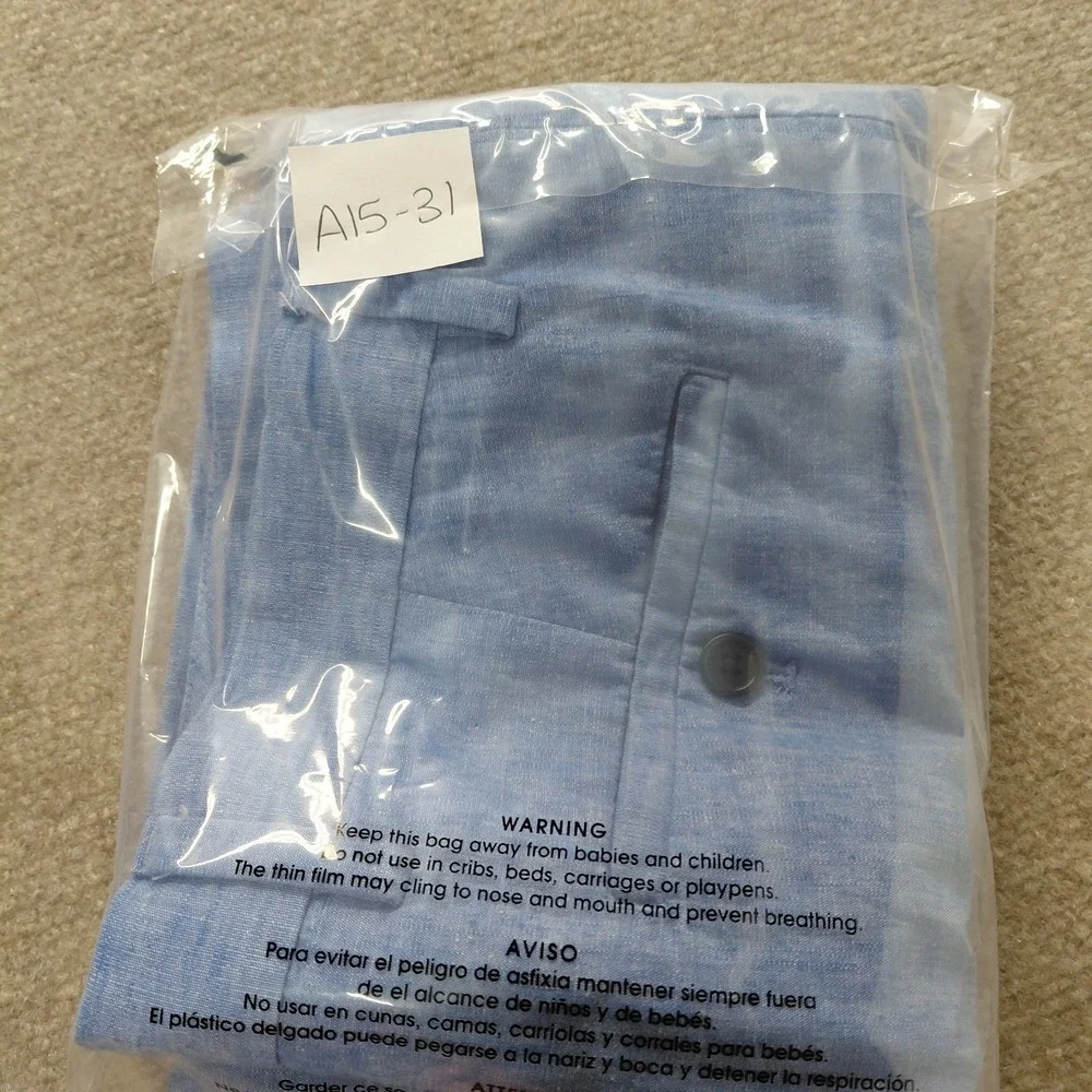 Banana Republic Aiden Linen Shorts Mens 33 Blue Chino Preppy Coastal 9
